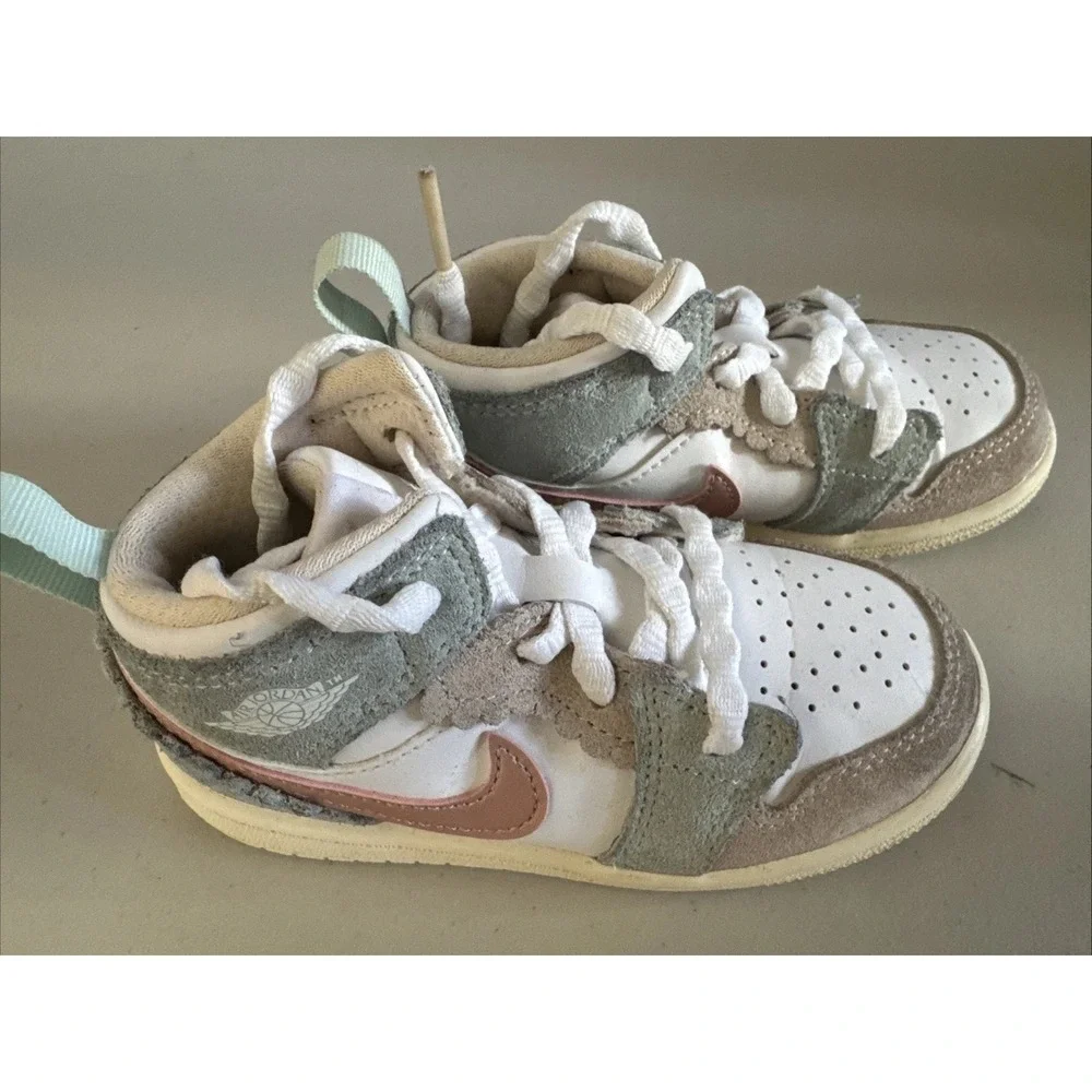 Nike Jordan Shoes 1 Mid SE White Pink Oxford Jade Ice TD Size 9C‎ DZ5360 100